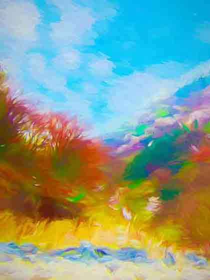 Arashiyama Hills Arashiyama Hills, digital landscape painting on Art Canvas Print by Wieslaw Sadurski