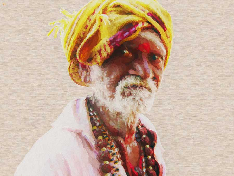 Indian Beggar 05, Art Canvas Print