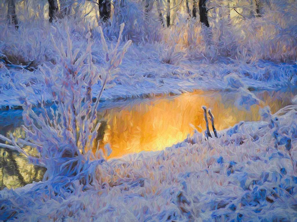 Snow River Sun; by Wiesław Sadurski