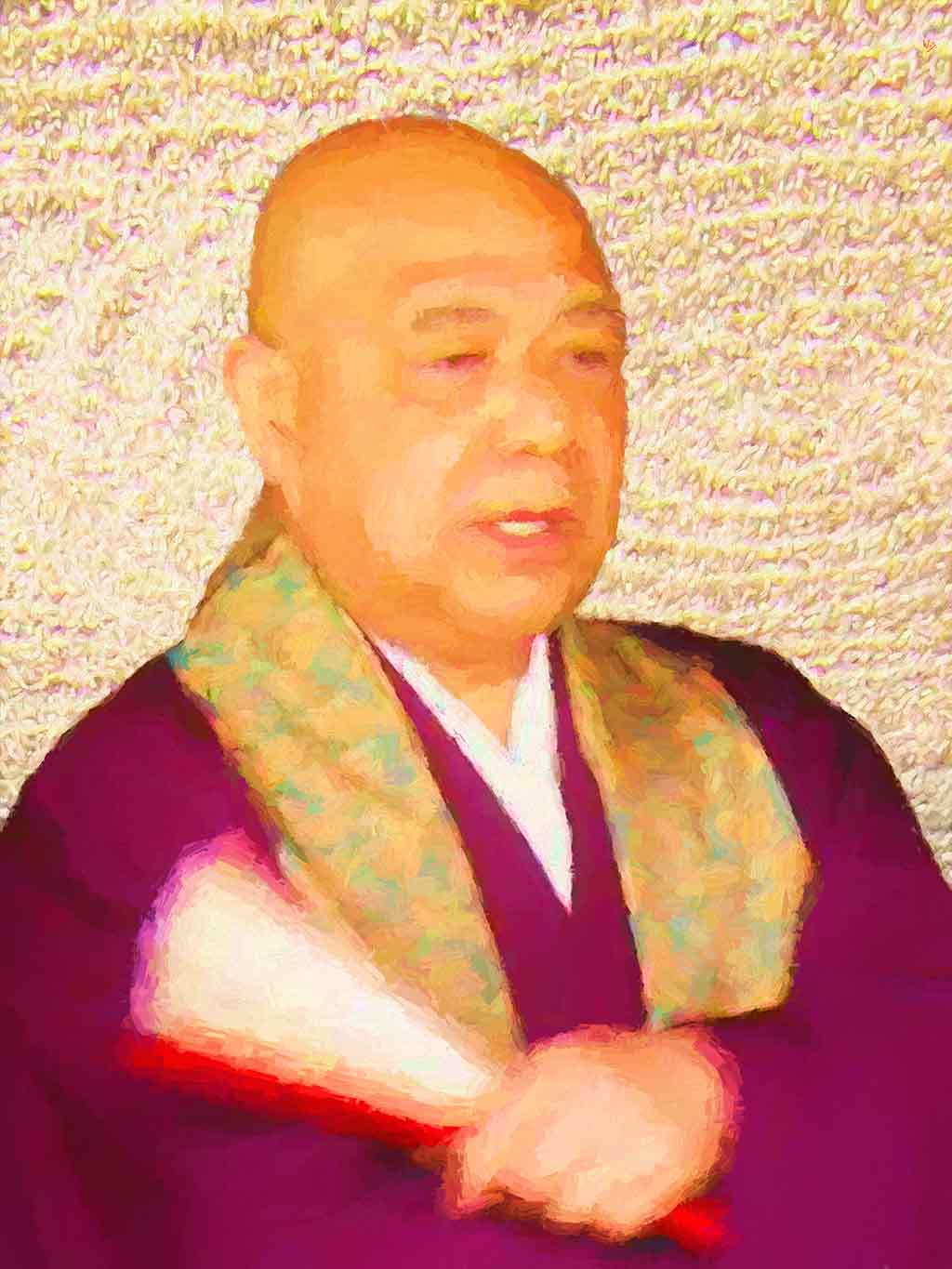 Art canvas print of a Zen Master, capturing serene wisdom and deep contemplation in his expression.