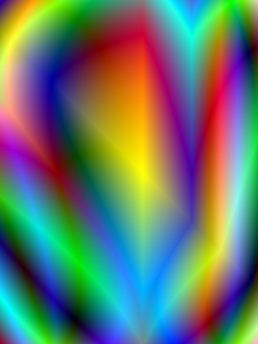 Crystal-like abstract structures in pure intensive colors; laser computer graphic by Wiesław Sadurski