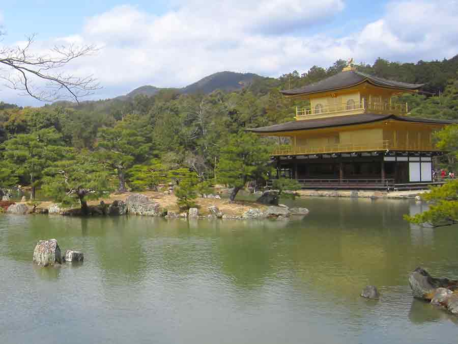 Island and Golden Pavilion over pond Kinkaku-ji Garden in Kyoto, photo by Wiesław Sadurski